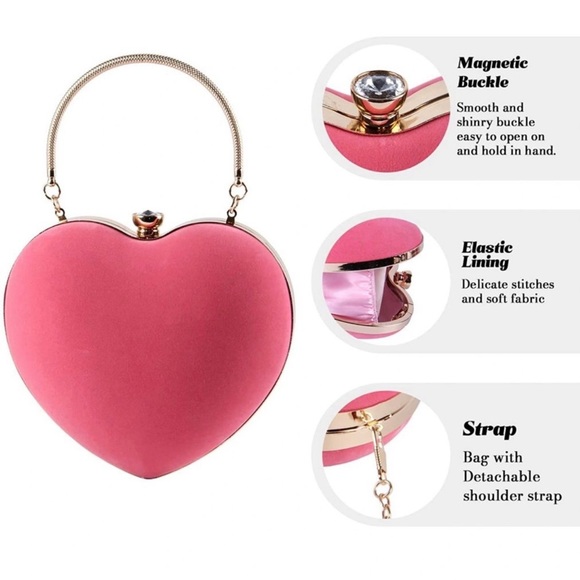 Pink Heart shaped Purse handbag - Picture 5 of 16